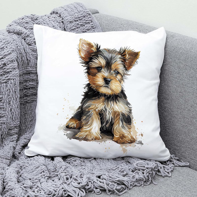 decorbox Yorkshire Yorkie Terrier 16x16 Inch Throw Pillow Cover, Haley Dog Decorative Cushion Case, Home Room Bed Couch Spring Summer Fall Autumn Winter Halloween Christmas Decor Gift Soft Pillowcase - Image 3